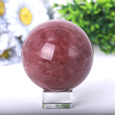 Sphère de quartz fraise, boule de cristal polie de 5 à 11,4 cm
