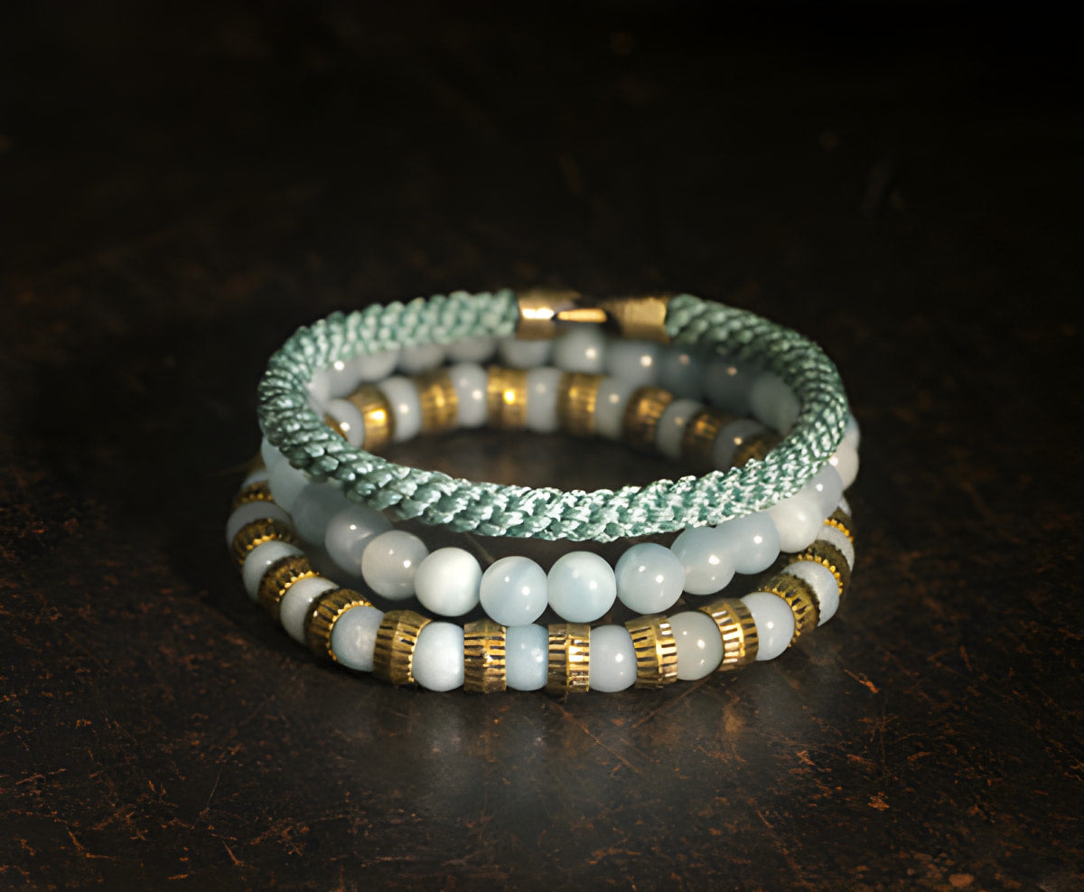 Bracelets en cuivre et pierre de soleil pour la chance et l'abondance