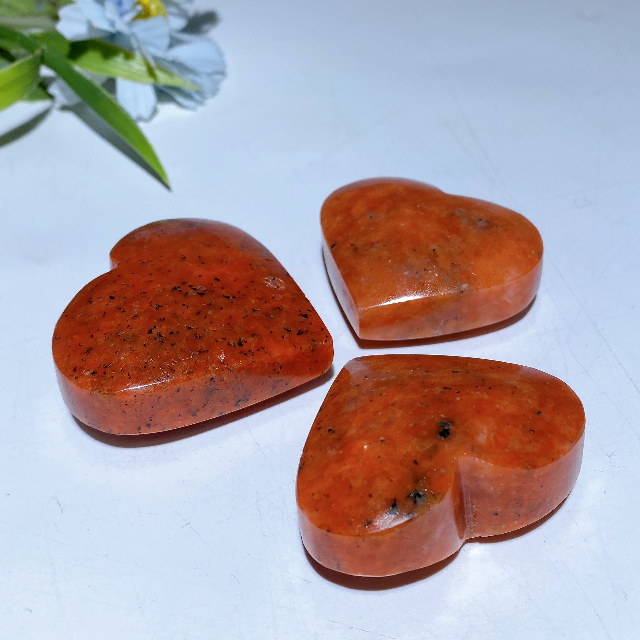 Sunstone Crystal Heart & Palm Figurines 1.8-2.2 inches