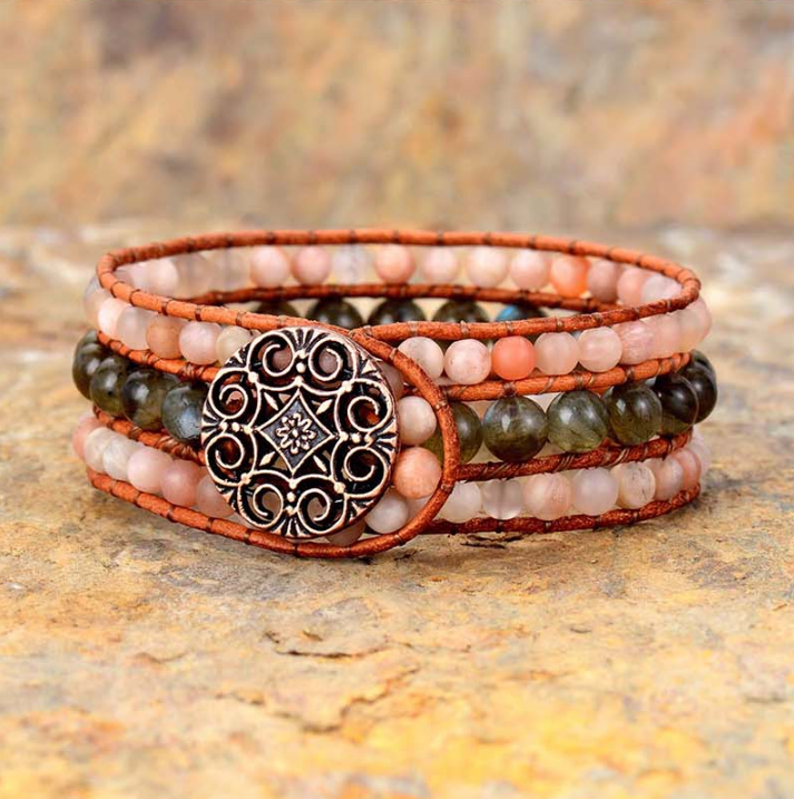 Bracelet d'autonomisation en pierre de soleil et labradorite