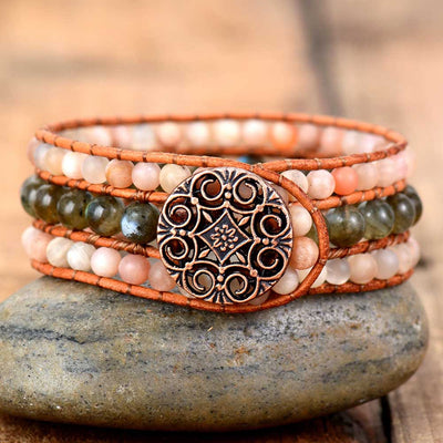 Bracelet d'autonomisation en pierre de soleil et labradorite