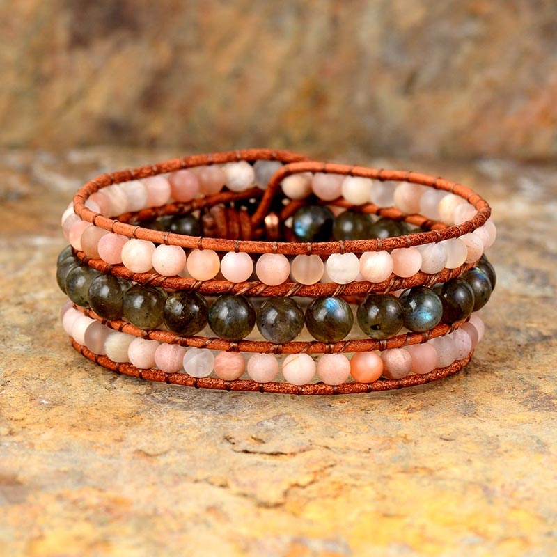 Bracelet d'autonomisation en pierre de soleil et labradorite