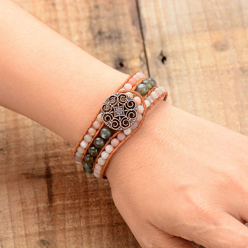 Bracelet d'autonomisation en pierre de soleil et labradorite