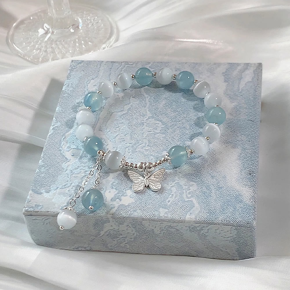 Bracelet de soutien aux chakras papillon aigue-marine et aux sons de guérison