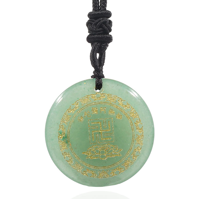 Collier de purification en obsidienne noire à motif de lotus svastika