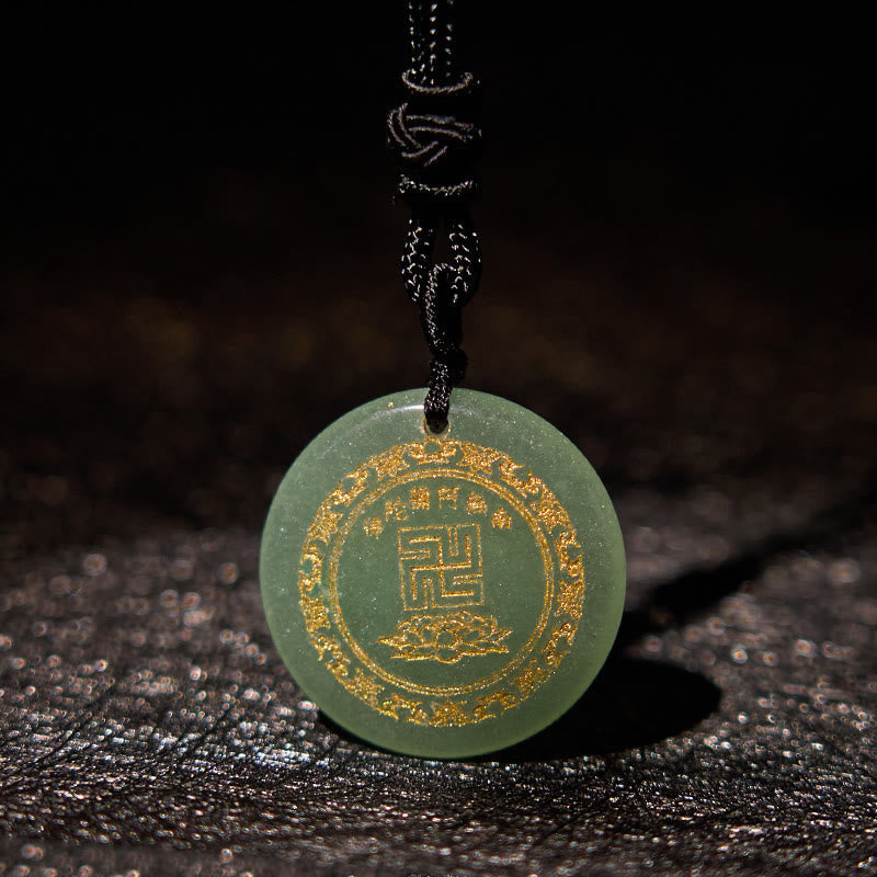 Collier de purification en obsidienne noire à motif de lotus svastika