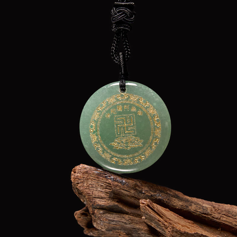 Collier de purification en obsidienne noire à motif de lotus svastika