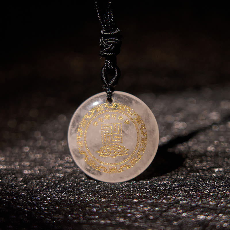 Collier de purification en obsidienne noire à motif de lotus svastika