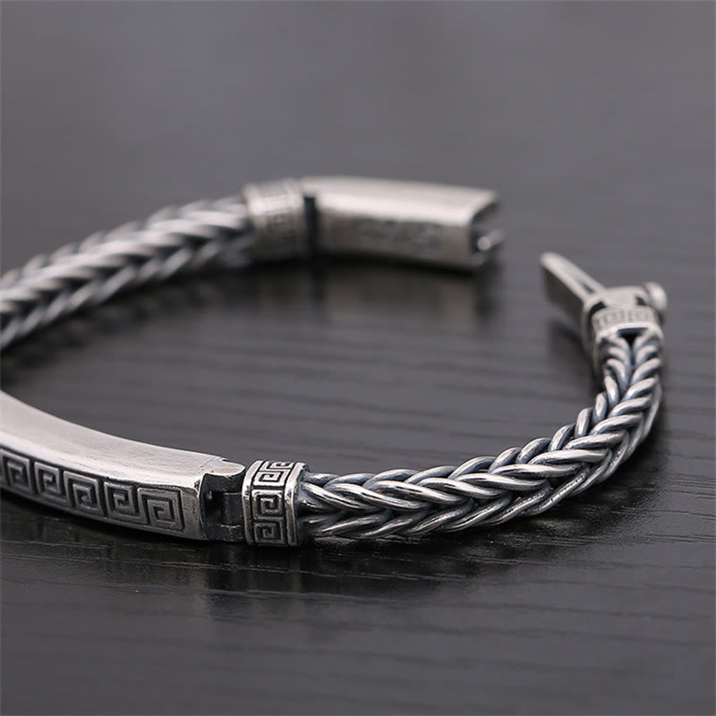 Bracelet porte-bonheur spirituel à motif svastika en cuivre 18-22 cm