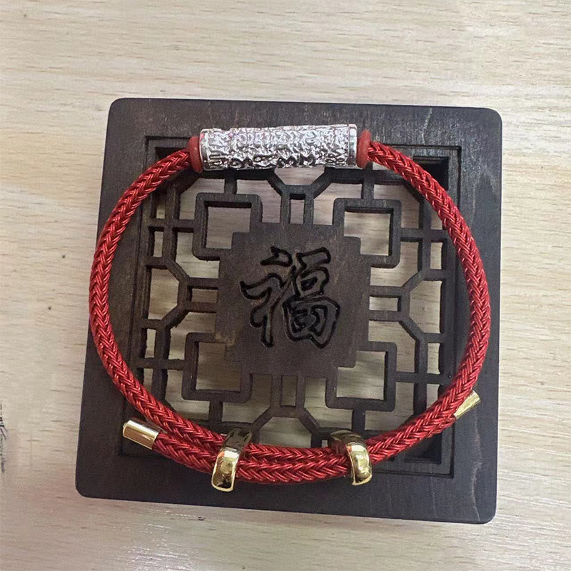 Bracelet tressé Tai Sui Protection Rouge 14-20 cm