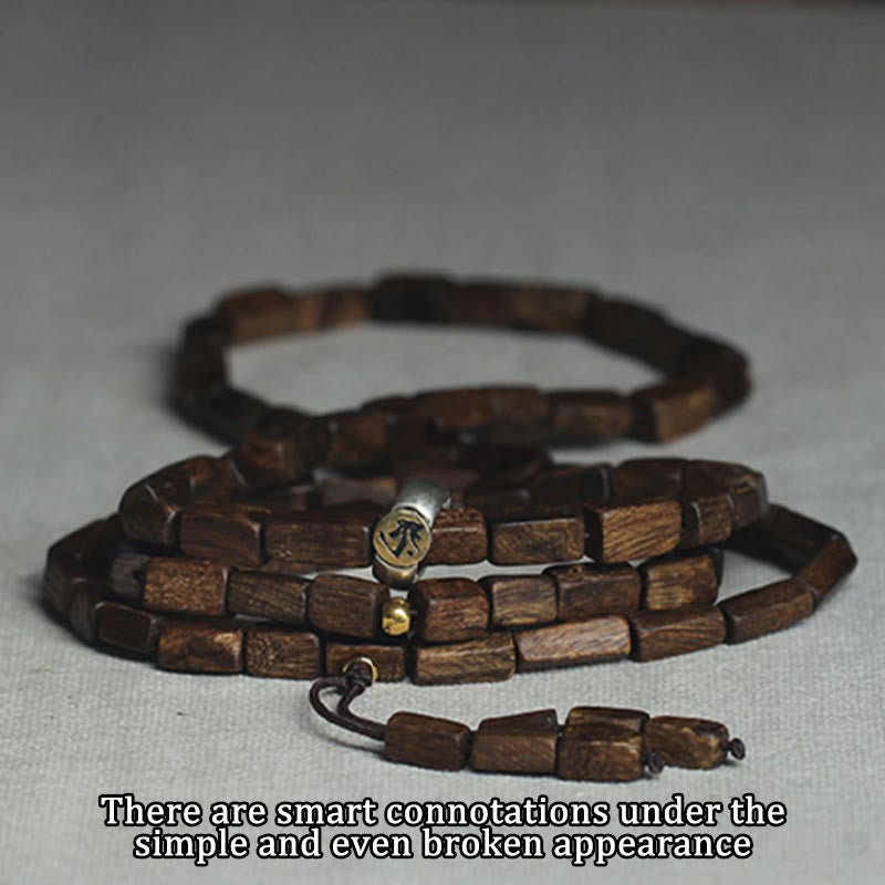 Bracelet en bois d'agar Tarakan avec perles en argent et or 925 et symbole du zodiaque