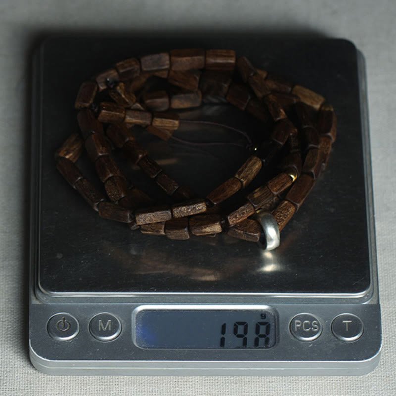 Bracelet en bois d'agar Tarakan avec perles en argent et or 925 et symbole du zodiaque