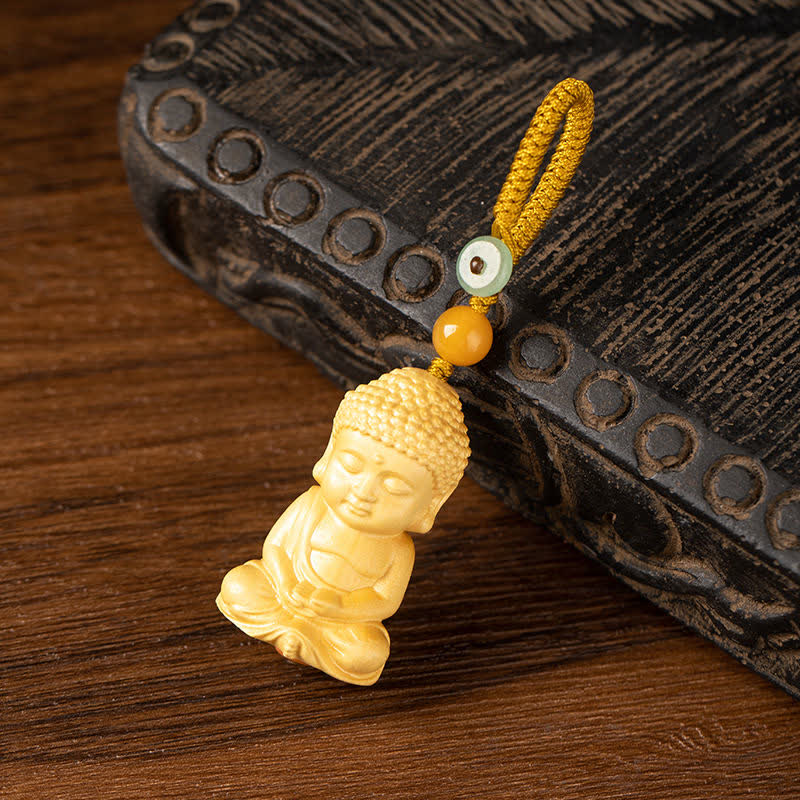 Porte-clés spirituel en buis de la sérénité du Bouddha Tathagata