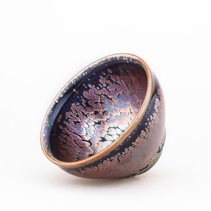 Tasse à thé en céramique Tenmoku Jian Zhan avec motif succulent 9 cm x 5 cm