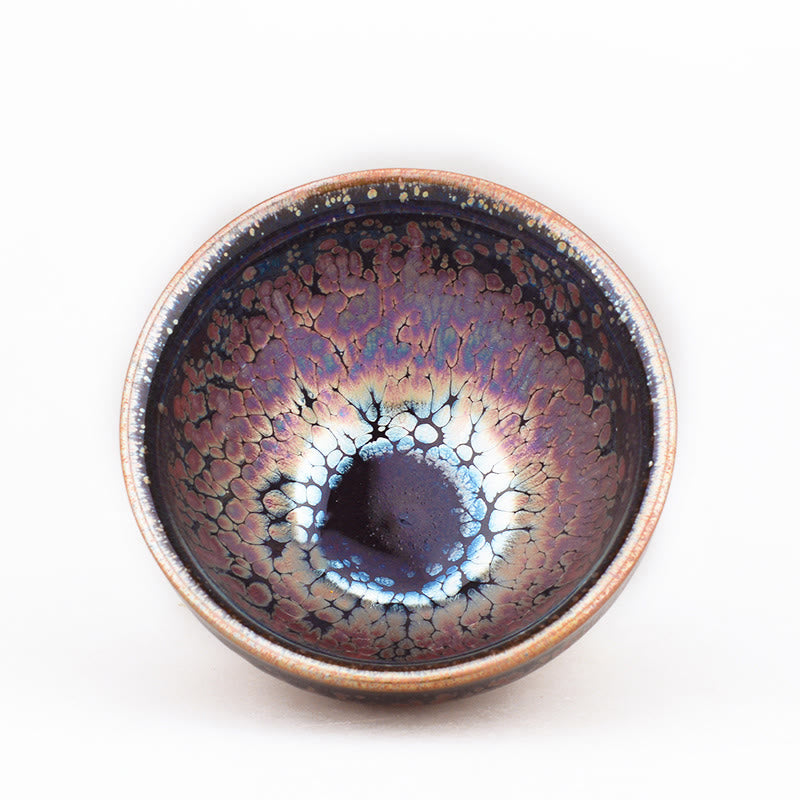 Tasse à thé en céramique Tenmoku Jian Zhan avec motif succulent 9 cm x 5 cm