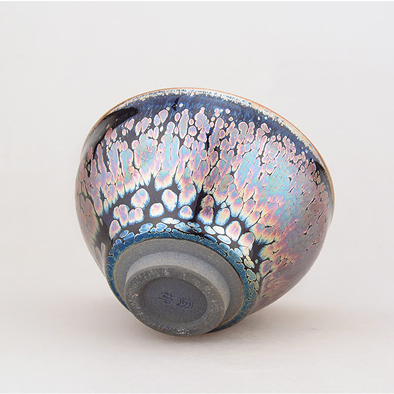 Tasse à thé en céramique Tenmoku Jian Zhan avec motif succulent 9 cm x 5 cm