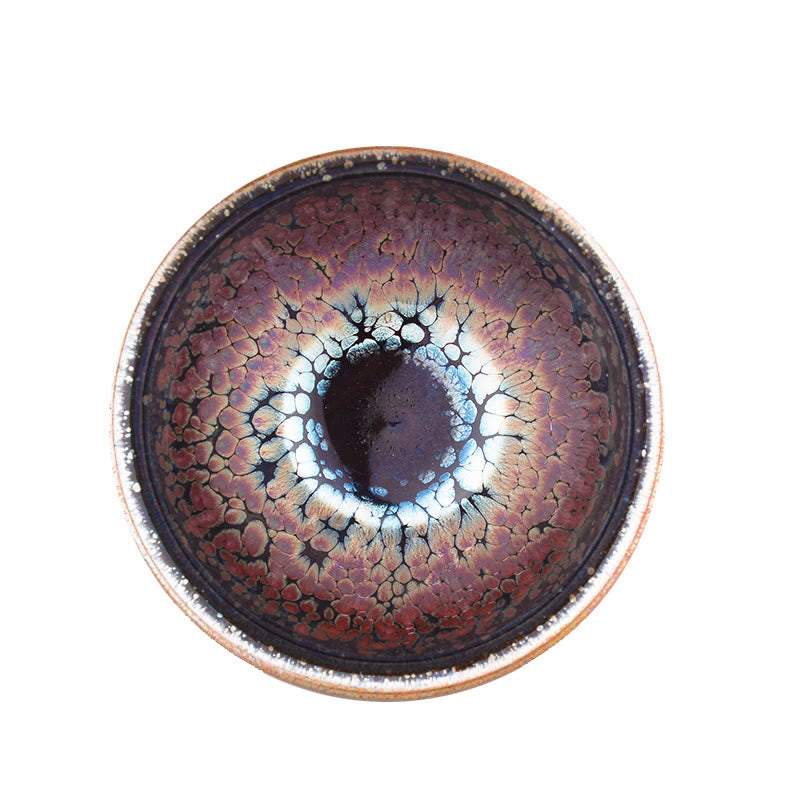 Tasse à thé en céramique Tenmoku Jian Zhan avec motif succulent 9 cm x 5 cm