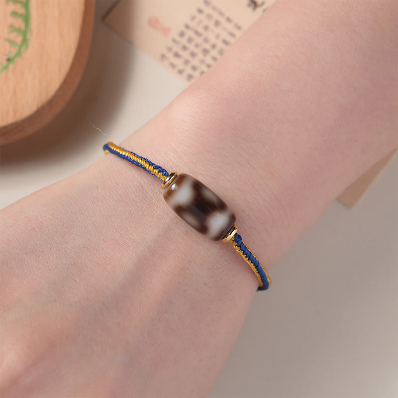 Bracelet spirituel en perles Dzi à trois yeux pour la chance et le bonheur