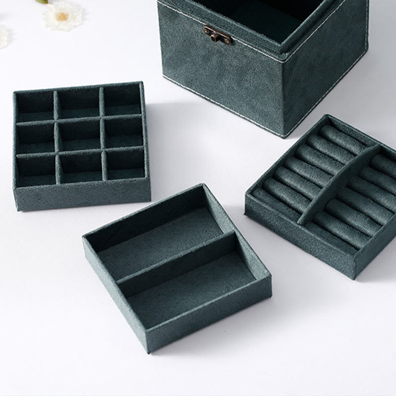 Boîte à bijoux en flanelle à trois niveaux | Zen Decor