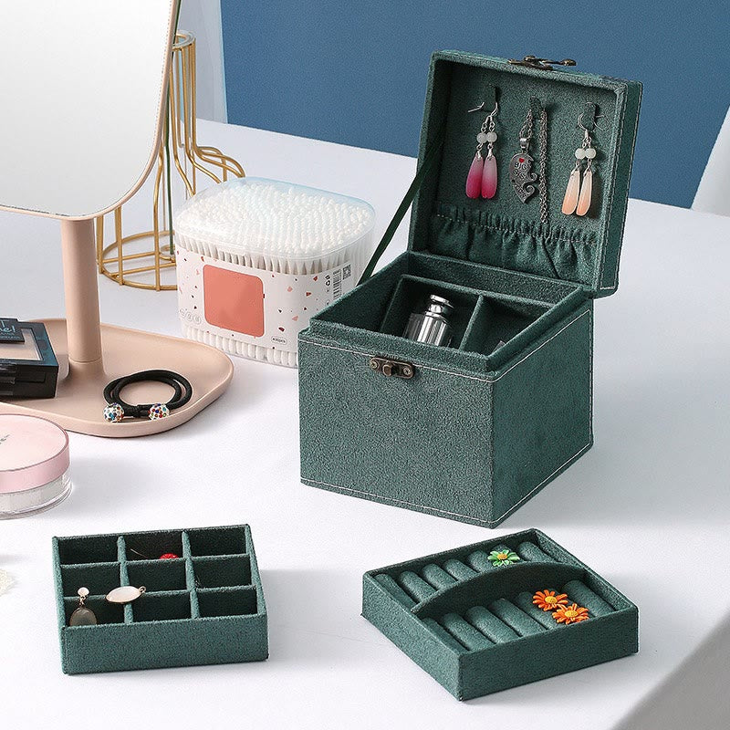 Boîte à bijoux en flanelle à trois niveaux | Zen Decor