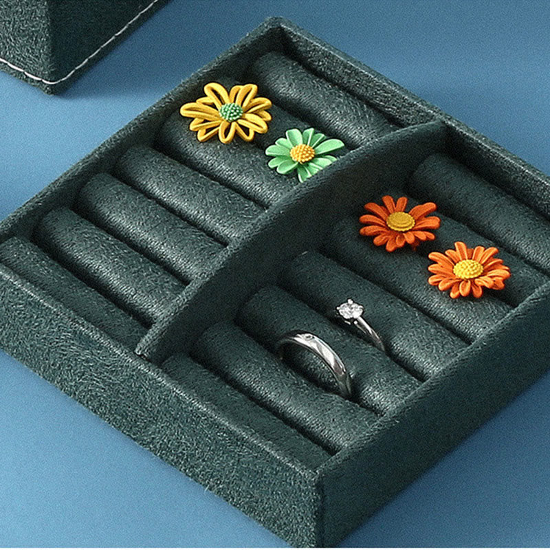 Boîte à bijoux en flanelle à trois niveaux | Zen Decor