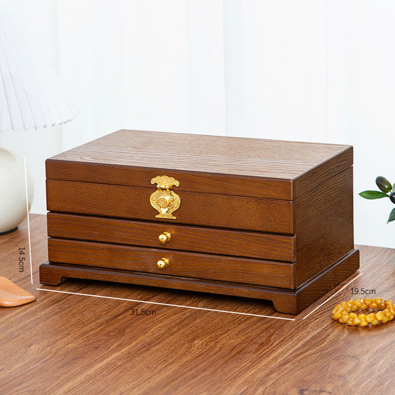Coffret à bijoux en bois à trois niveaux pour un rangement zen