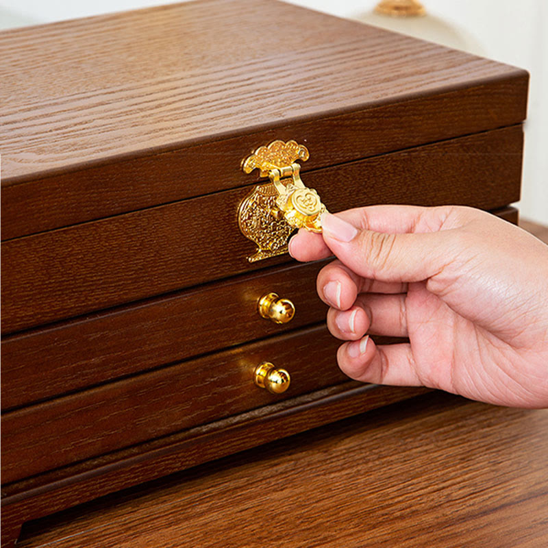 Coffret à bijoux en bois à trois niveaux pour un rangement zen