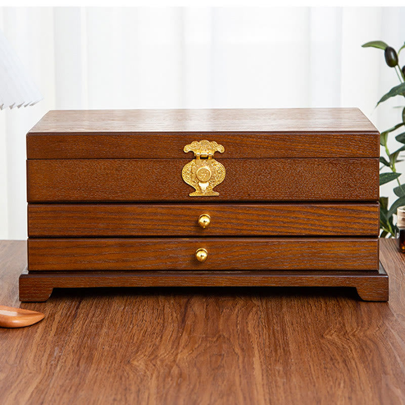 Coffret à bijoux en bois à trois niveaux pour un rangement zen