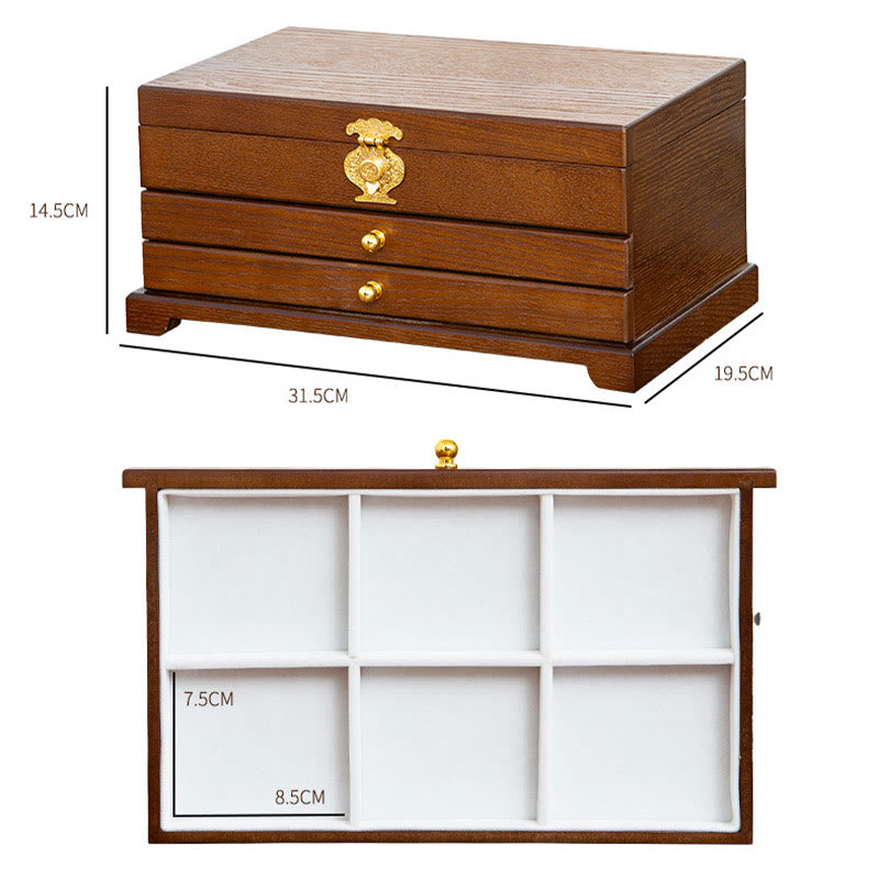 Coffret à bijoux en bois à trois niveaux pour un rangement zen