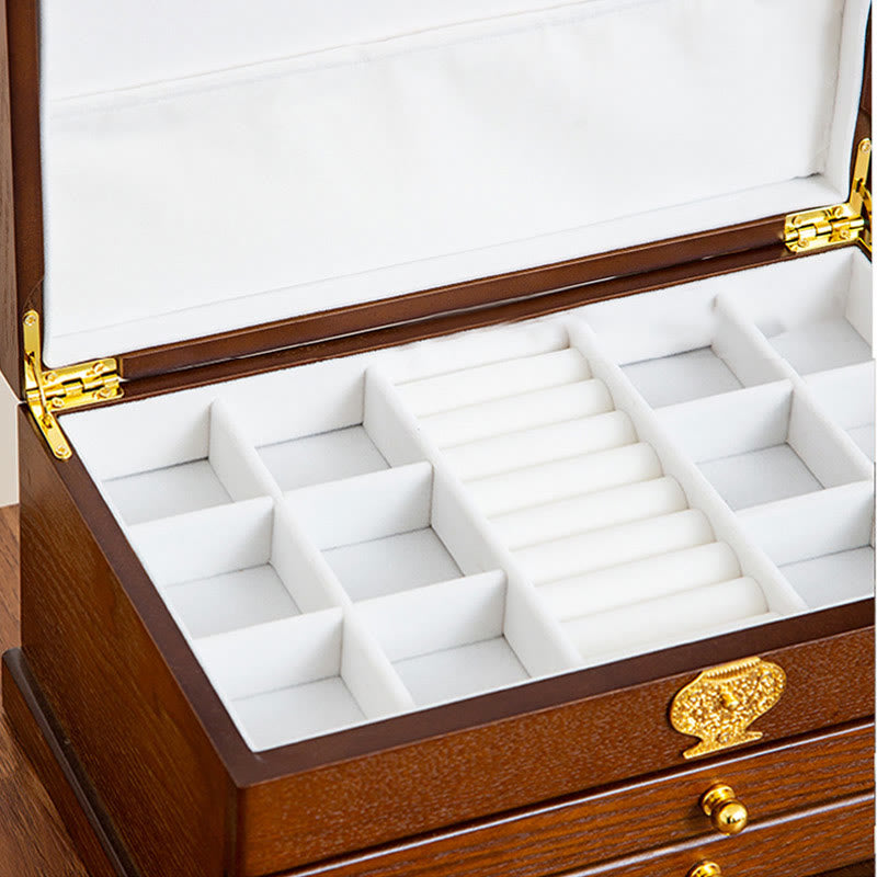 Coffret à bijoux en bois à trois niveaux pour un rangement zen