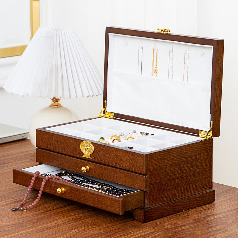 Coffret à bijoux en bois à trois niveaux pour un rangement zen