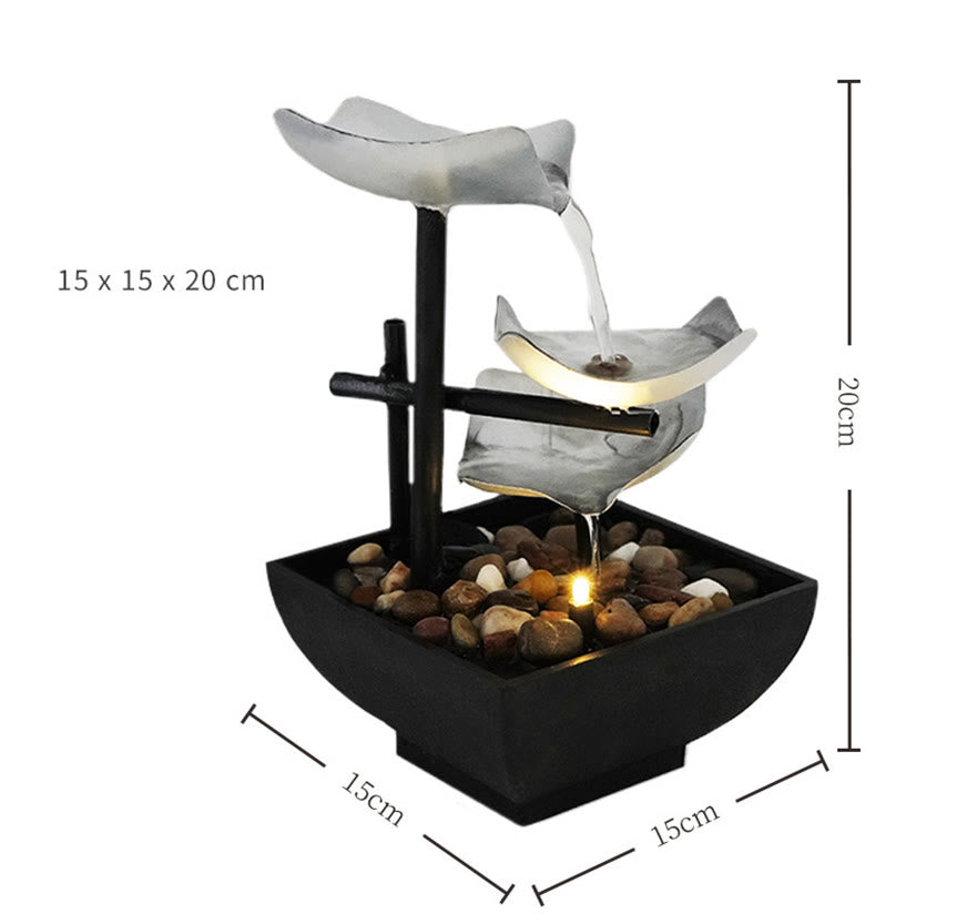 Fontaine cascade Lotus à trois niveaux | Décoration de table zen