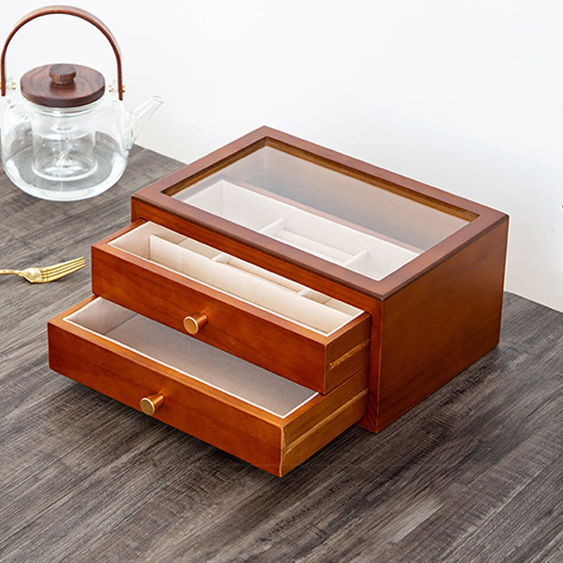Coffret à bijoux en bois massif à trois niveaux avec tiroir | Rangement spirituel