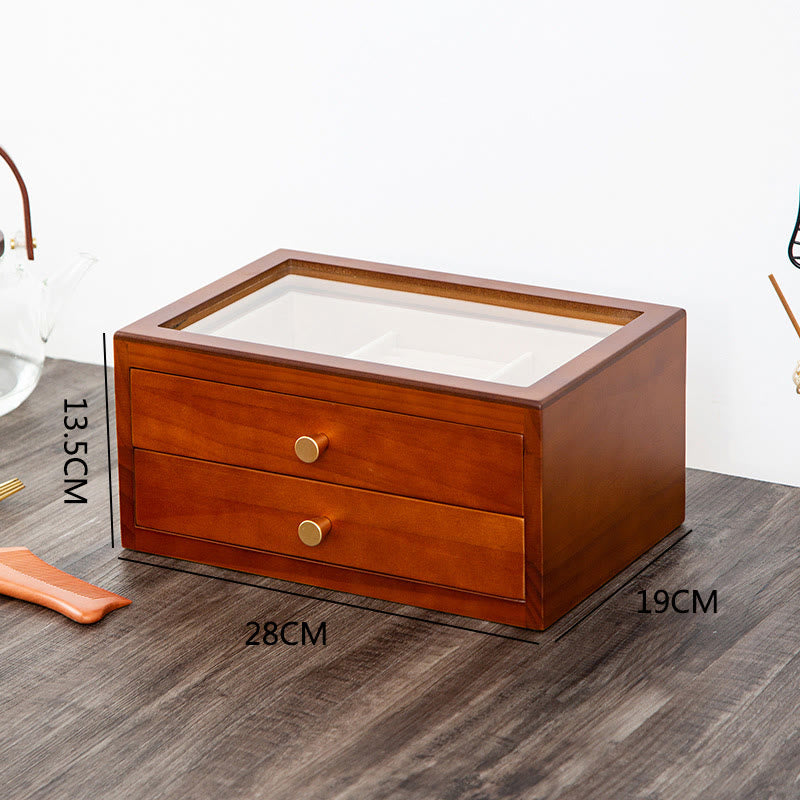 Coffret à bijoux en bois massif à trois niveaux avec tiroir | Rangement spirituel