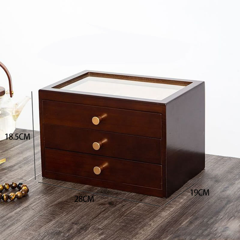 Coffret à bijoux en bois massif à trois niveaux avec tiroir | Rangement spirituel
