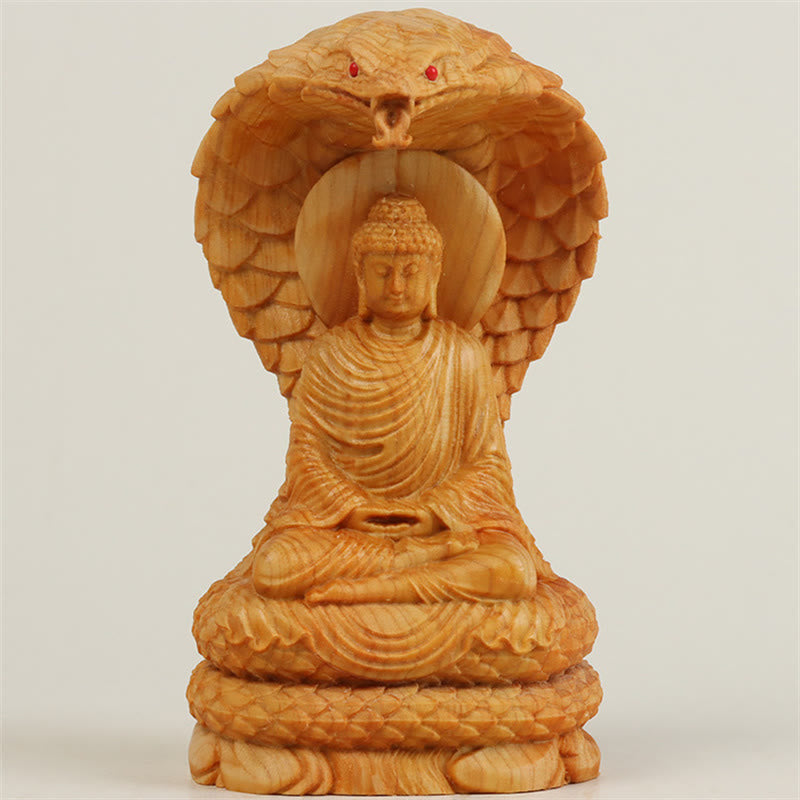 Statue de Bouddha en bois de Thuja Sutchuenensis 12 cm Décoration de protection