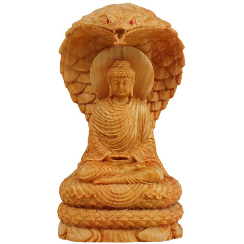 Statue de Bouddha en bois de Thuja Sutchuenensis 12 cm Décoration de protection