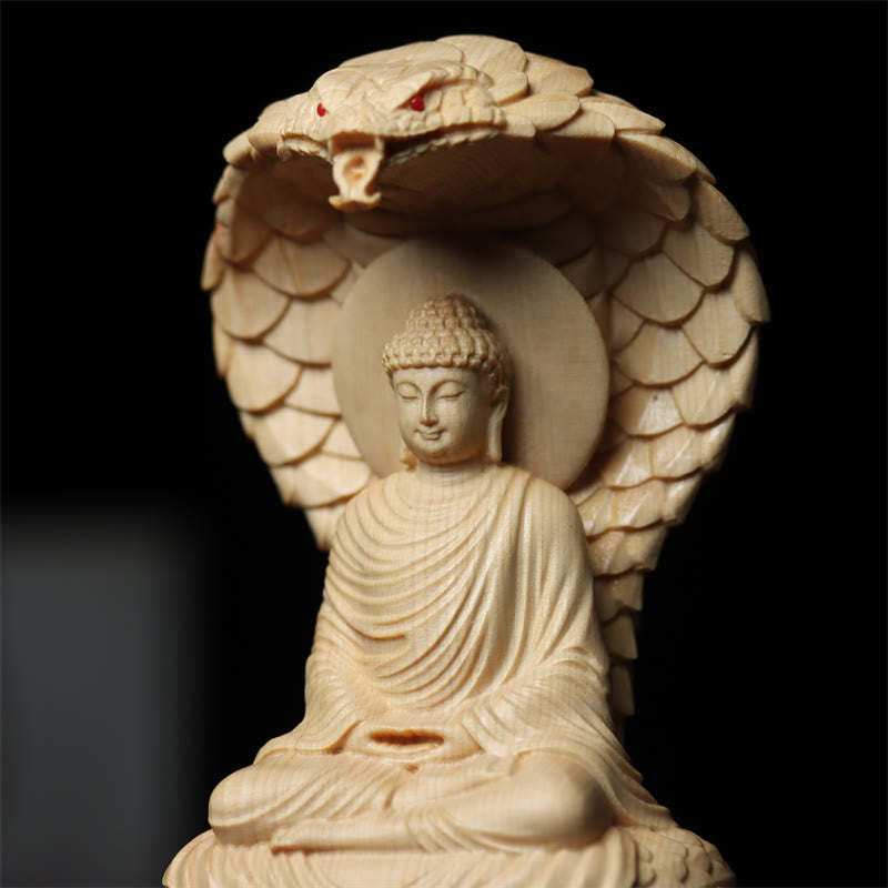 Statue de Bouddha en bois de Thuja Sutchuenensis 12 cm Décoration de protection