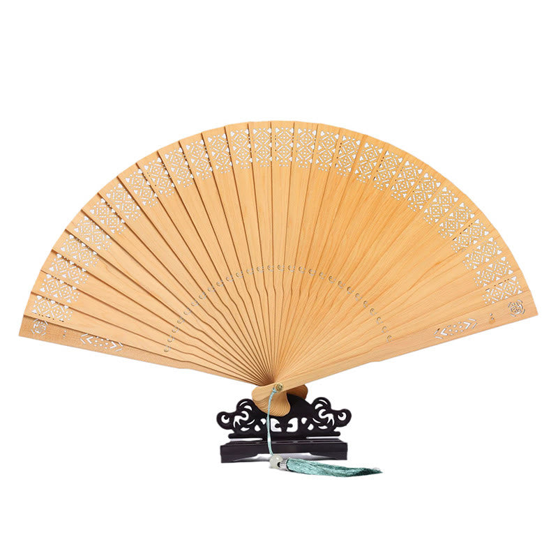 Éventail chinois pliant en bois de Thuja Sutchuenensis, 23 cm, art culturel
