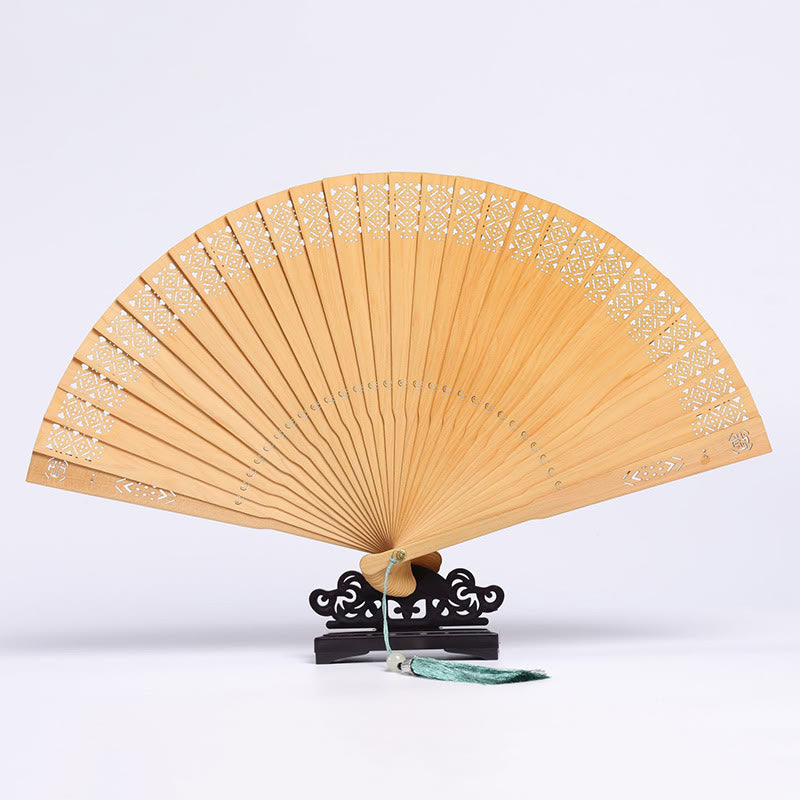 Éventail chinois pliant en bois de Thuja Sutchuenensis, 23 cm, art culturel
