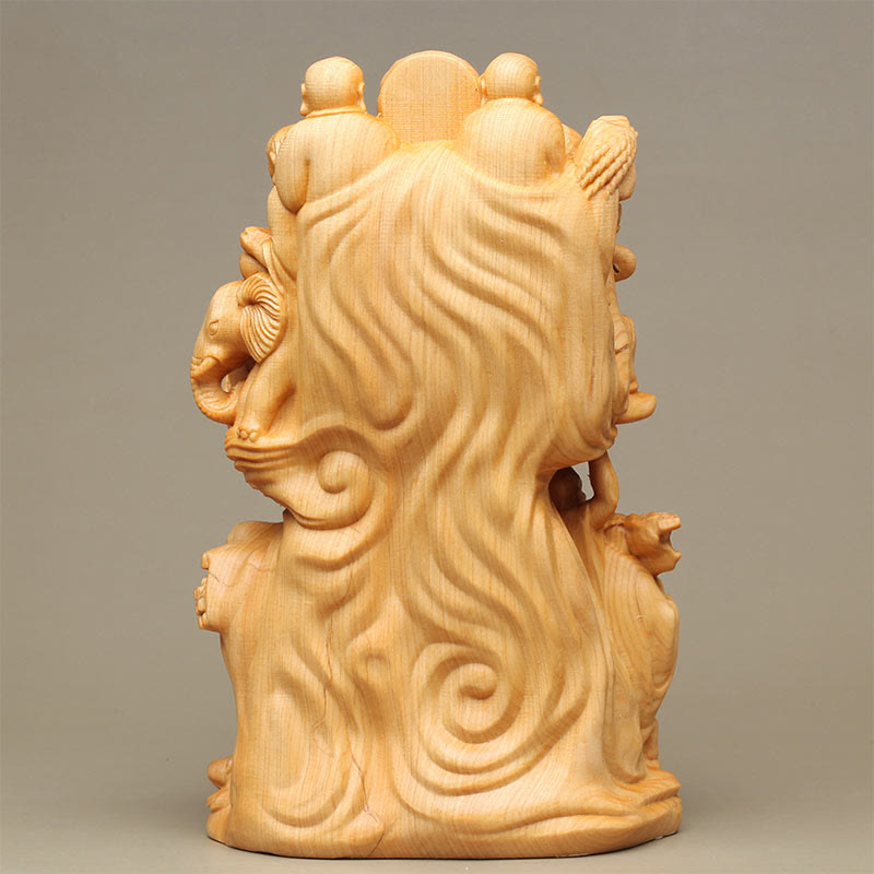 Statue de Bouddha en bois de Thuja Sutchuenensis, dix-huit Arhats