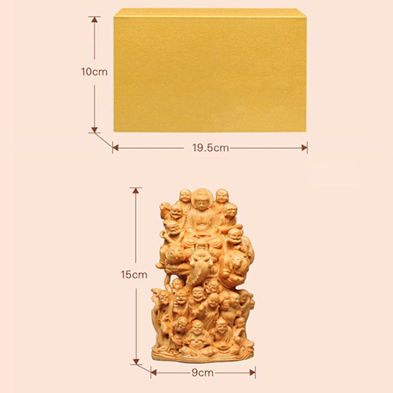 Statue de Bouddha en bois de Thuja Sutchuenensis, dix-huit Arhats