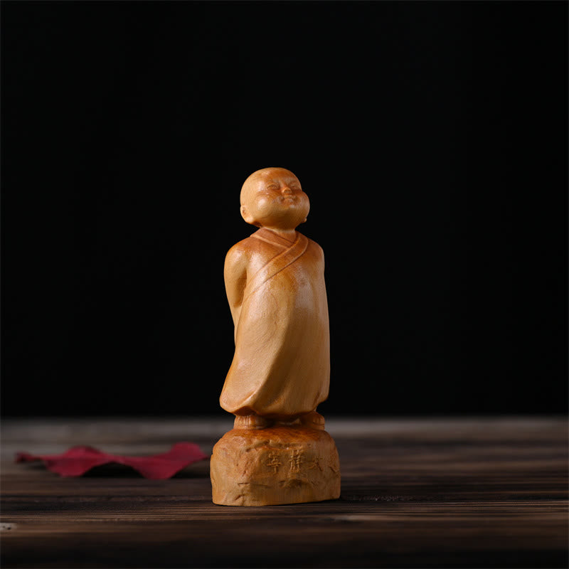 Statue de moine debout en bois de Thuja Sutchuenensis 4 cm Décor optimiste