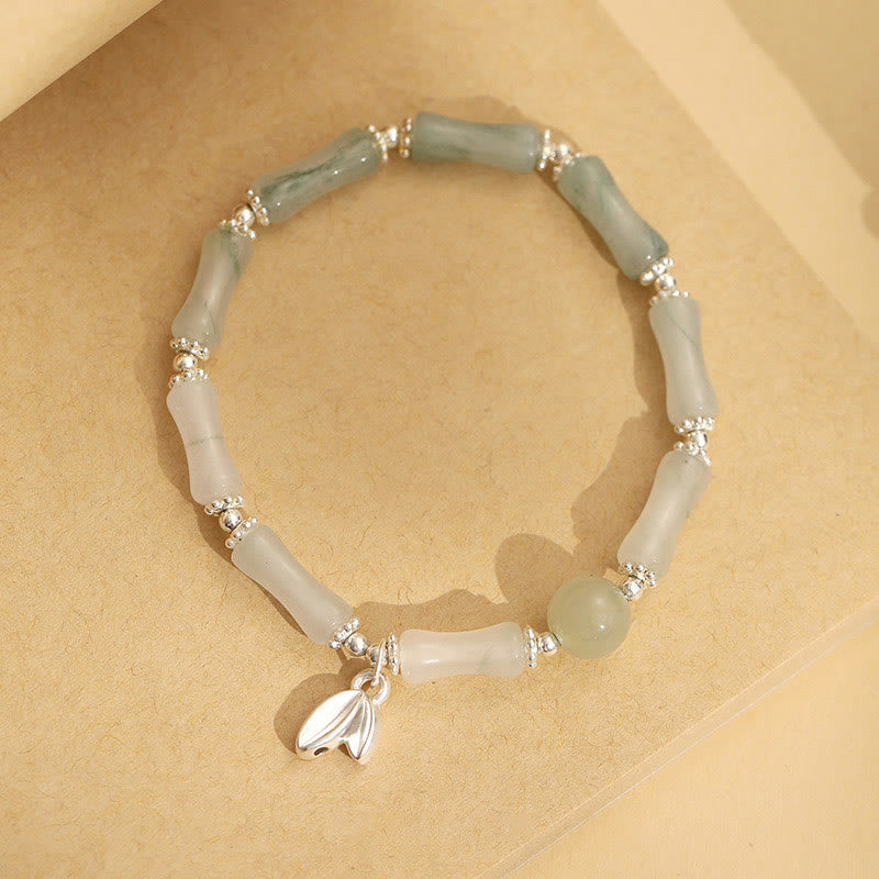 Bracelet porte-bonheur en jade et bambou Tianshan | 14-16 cm pour femme