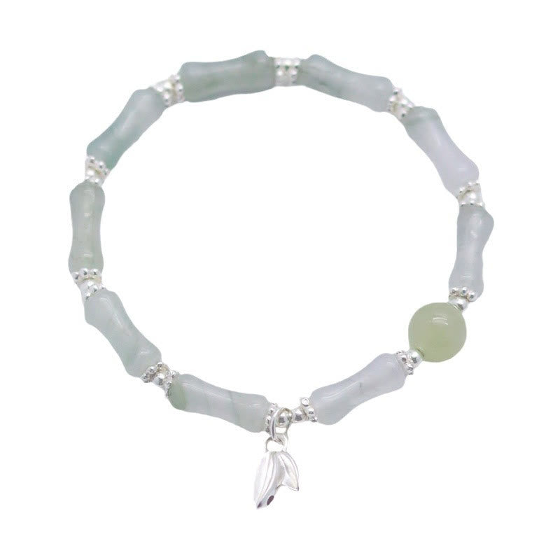 Bracelet porte-bonheur en jade et bambou Tianshan | 14-16 cm pour femme