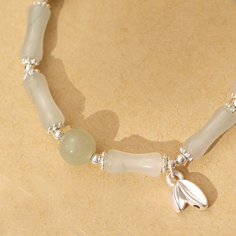 Bracelet porte-bonheur en jade et bambou Tianshan | 14-16 cm pour femme