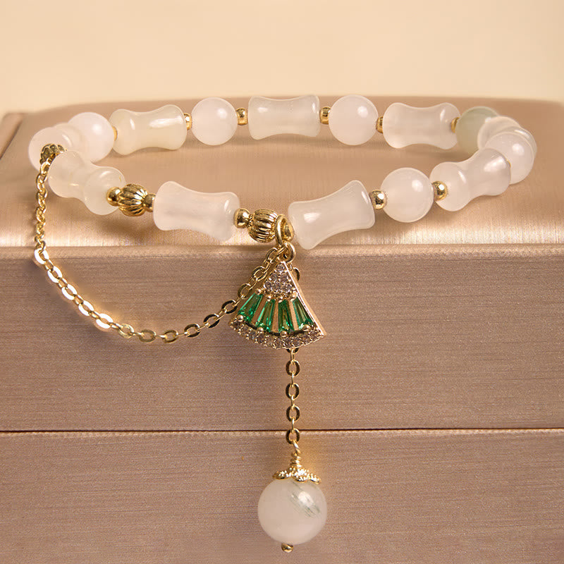 Bracelet porte-bonheur en bambou et jade blanc de Tianshan