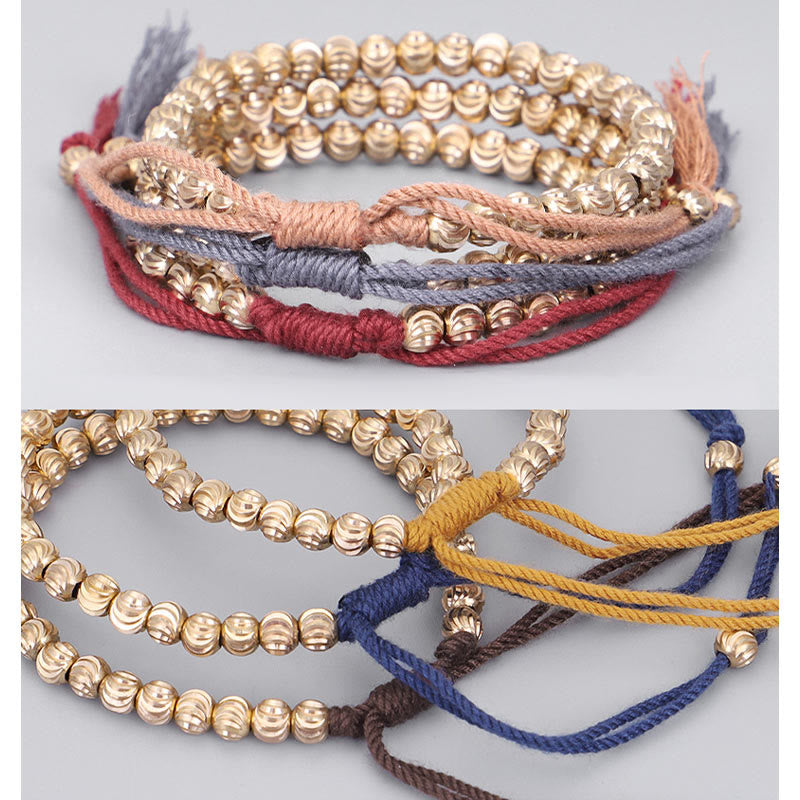 Bracelet spirituel tibétain en perles de cuivre pour la chance et l'équilibre