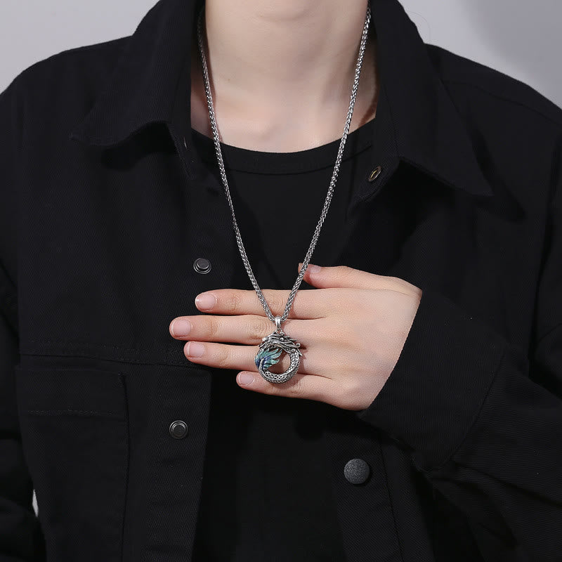 Collier tibétain en cuivre avec symbole de force du dragon, 60 cm, unisexe