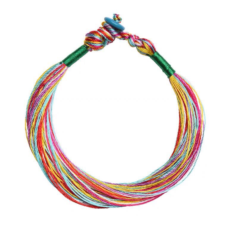 Bracelet de protection tibétain à cinq fils colorés et fil rouge